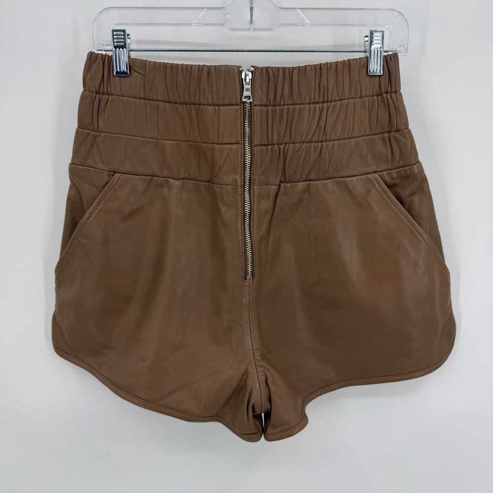 Marissa Webb NWT Ali High Waist Leather Shorts Cognac Brown Size 6